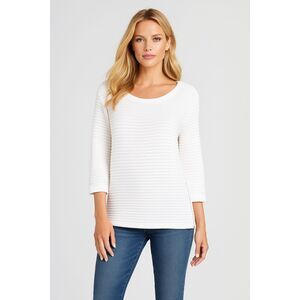 ANN TAYLOR WHITE TEXTURED CAREER CASUAL PREPPY CLASSIC SWEATSHIRT SIZE: L NWT